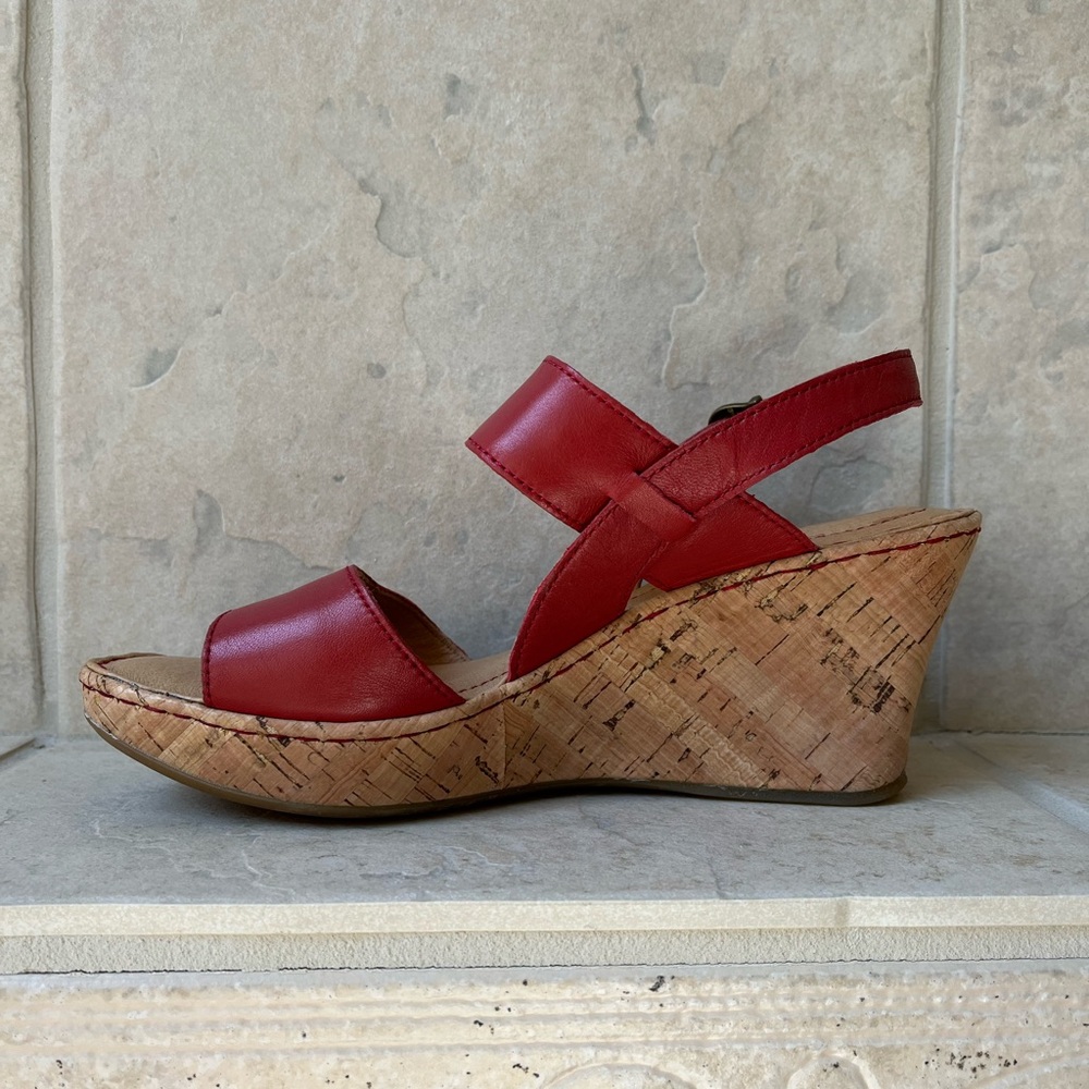 Sofft Red Leather Cork sandals